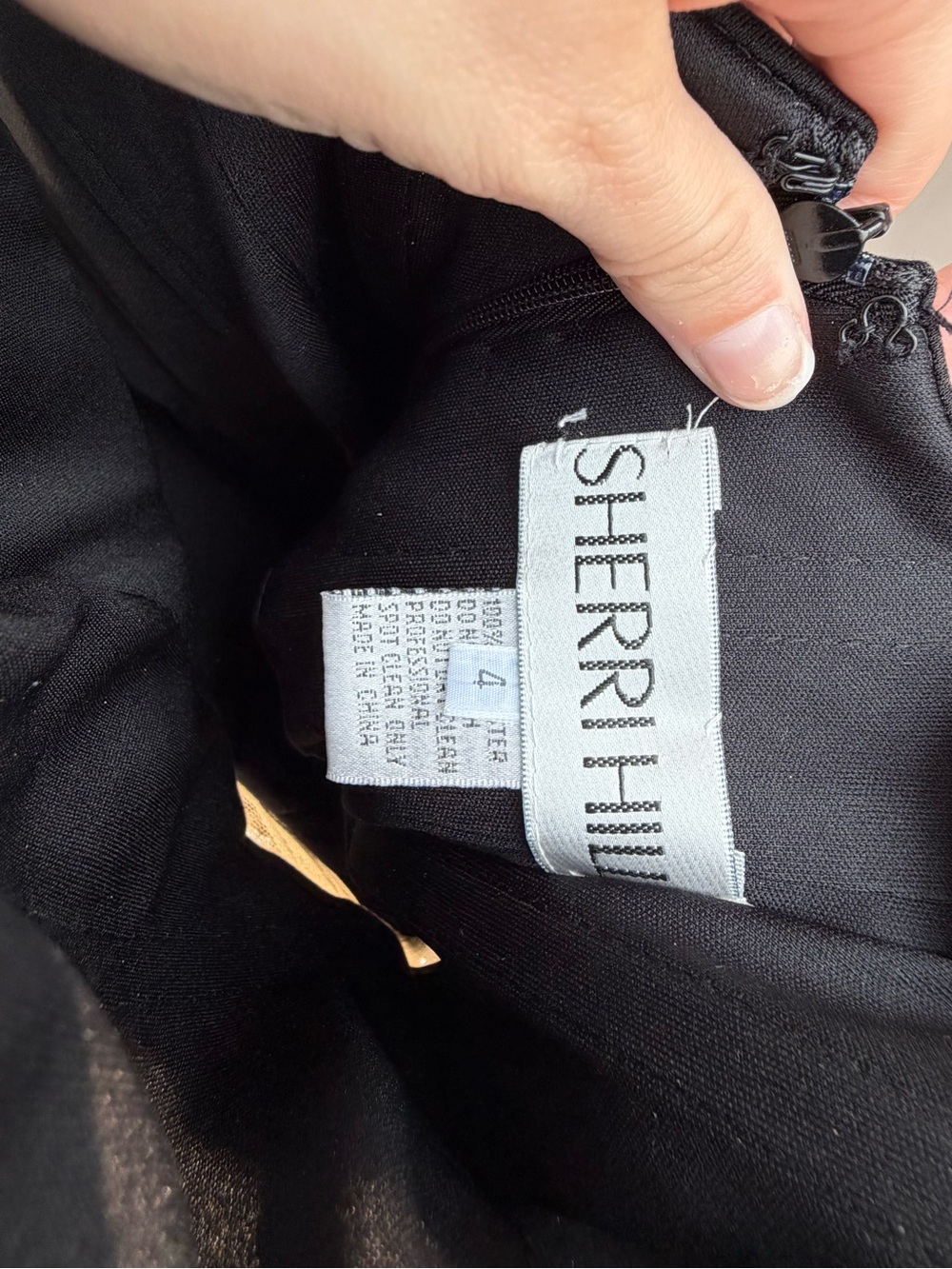Sherri Hill Black One-Shoulder Evening Gown with Sequin Accent - Picture 6 of 7
